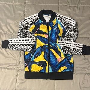 Adidas Blue and Yellow Graphic Jacket